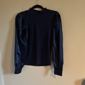 SHEIN Navy Blouse with Puffed Sleeves